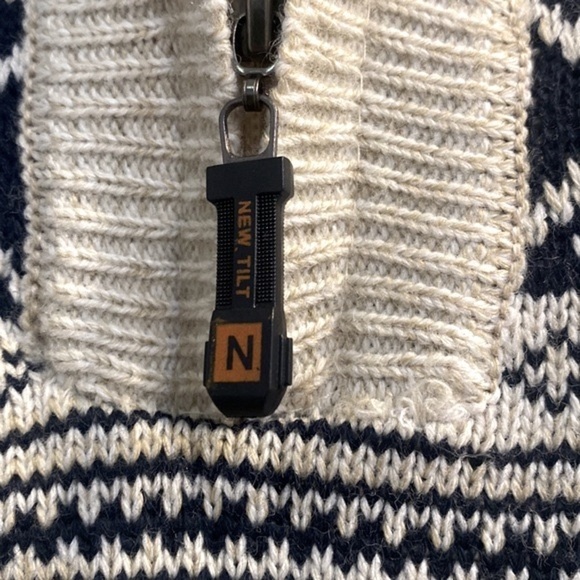 Men’s Pronti Collection by Phita Cream & Blue Quarter Zip Pullover Sweater M - Picture 4 of 6